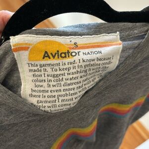 Aviator nation cropped stripe tshirt
